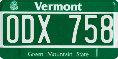 VT license plate ODX758
