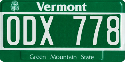 VT license plate ODX778