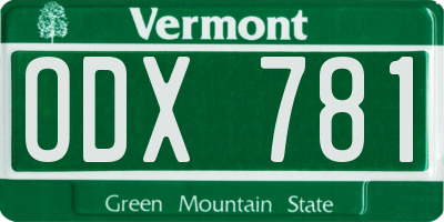 VT license plate ODX781
