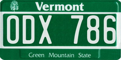 VT license plate ODX786