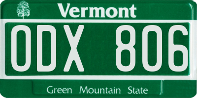 VT license plate ODX806