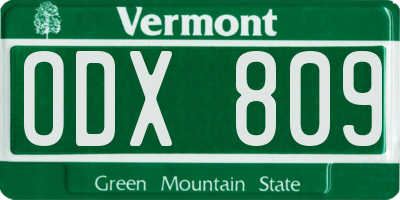 VT license plate ODX809