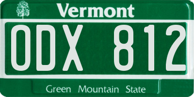 VT license plate ODX812