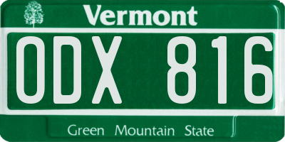 VT license plate ODX816