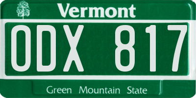 VT license plate ODX817