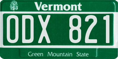 VT license plate ODX821
