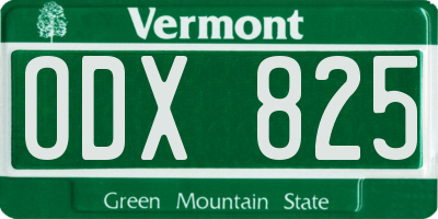 VT license plate ODX825