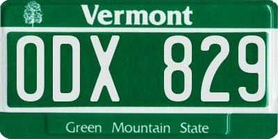 VT license plate ODX829