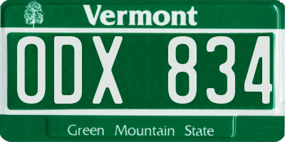 VT license plate ODX834