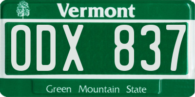 VT license plate ODX837