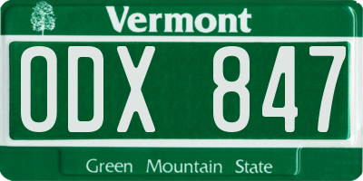 VT license plate ODX847