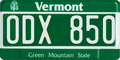 VT license plate ODX850
