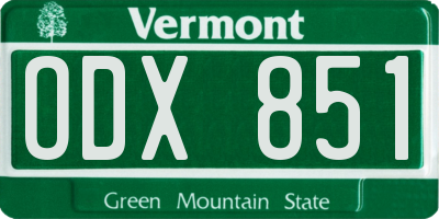 VT license plate ODX851