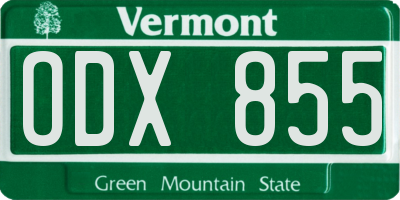 VT license plate ODX855