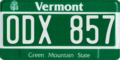 VT license plate ODX857
