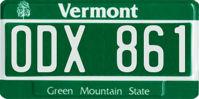 VT license plate ODX861