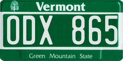 VT license plate ODX865