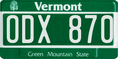 VT license plate ODX870