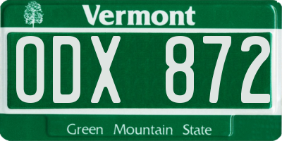 VT license plate ODX872