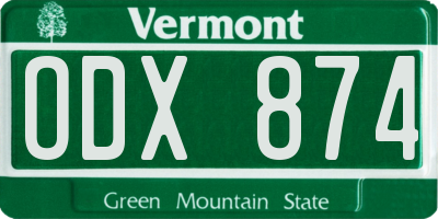 VT license plate ODX874