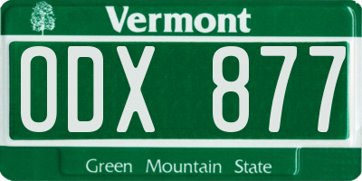 VT license plate ODX877
