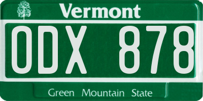VT license plate ODX878