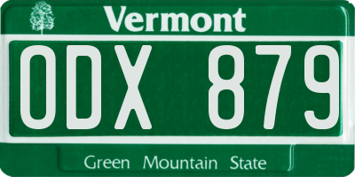 VT license plate ODX879