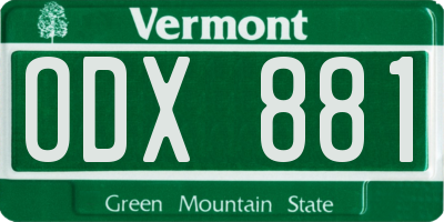 VT license plate ODX881