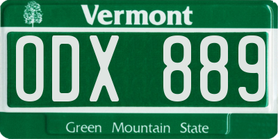 VT license plate ODX889