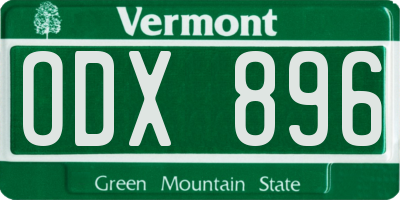 VT license plate ODX896