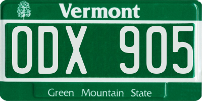 VT license plate ODX905