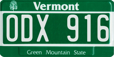 VT license plate ODX916