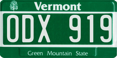 VT license plate ODX919