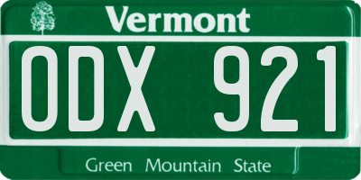 VT license plate ODX921