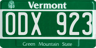 VT license plate ODX923