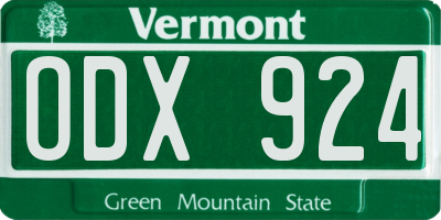 VT license plate ODX924