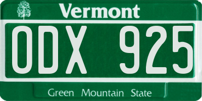 VT license plate ODX925