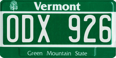 VT license plate ODX926
