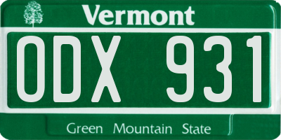 VT license plate ODX931