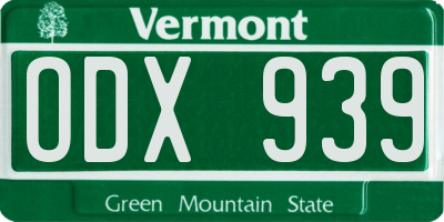 VT license plate ODX939