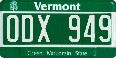 VT license plate ODX949
