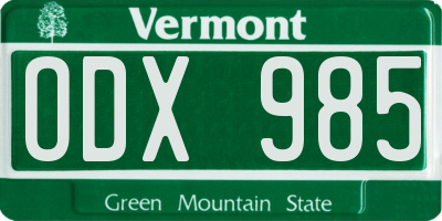 VT license plate ODX985