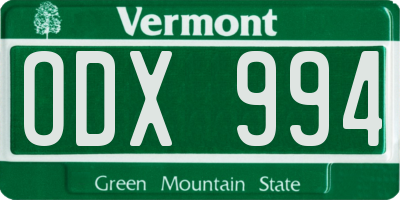 VT license plate ODX994