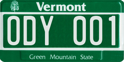 VT license plate ODY001