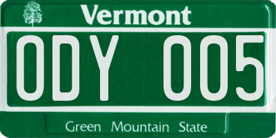 VT license plate ODY005