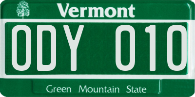 VT license plate ODY010