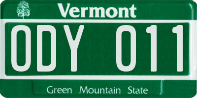 VT license plate ODY011