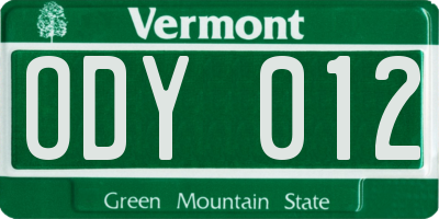 VT license plate ODY012
