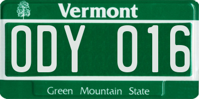 VT license plate ODY016