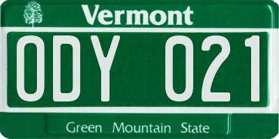 VT license plate ODY021
